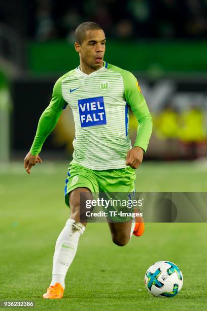 Daniel Didavi of Wolfsburg controls the ball during the Bundesliga match between VfL Wolfsburg and FC Schalke 04 at Volkswagen Arena on March 17,...