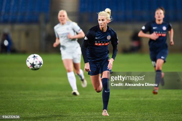 Sofia Jakobsson of Montpellier during the women's Champions League match, round of 8, between Montpellier and Chelsea on March 21, 2018 in...