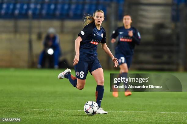 Sandie Toletti of Montpellier during the women's Champions League match, round of 8, between Montpellier and Chelsea on March 21, 2018 in...