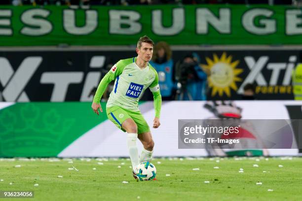 Paul Verhaegh of Wolfsburg controls the ball during the Bundesliga match between VfL Wolfsburg and FC Schalke 04 at Volkswagen Arena on March 17,...