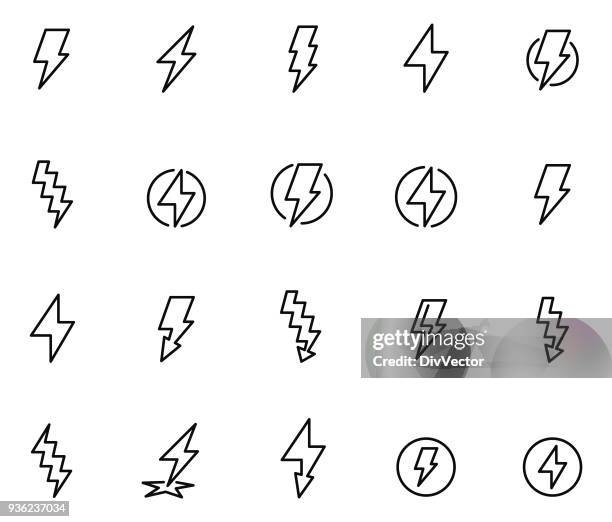 stockillustraties, clipart, cartoons en iconen met lightning bolt pictogramserie - lightening