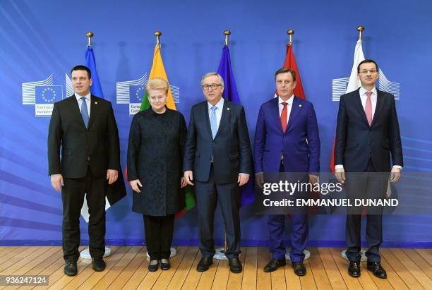 Estonia's Prime minister Juri Ratas, Lithuania's President Dalia Grybauskaite, European Commission President Jean-Claude Juncker, Latvia's Prime...