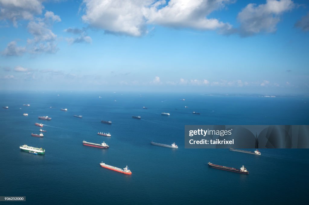 Transport ships at the ocean, Singapore