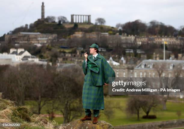 Harry Chamberlain at the launch in Edinburgh of the Sherlock Holmes tartan which has been designed by the great great step granddaughter of author...