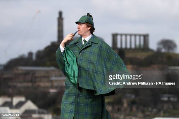 Harry Chamberlain at the launch in Edinburgh of the Sherlock Holmes tartan which has been designed by the great great step granddaughter of author...