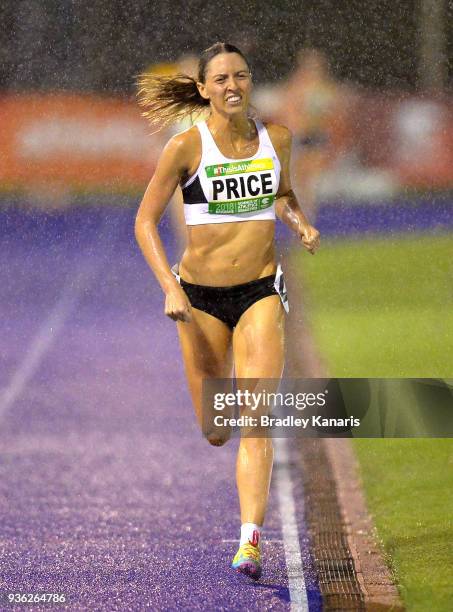 Lillian Price competes in the Women's 1500m event during the Summer of Athletics Grand Prix at QSAC on March 22, 2018 in Brisbane, Australia.