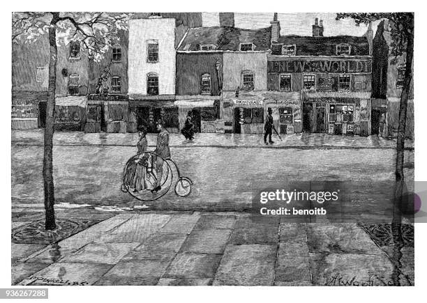 old london street scene - old street london stock illustrations