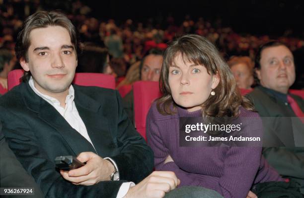 Paris - Bernard Tapie 's family attend a concert of french singer Jean-Jacques Debout - Stephane Tapie , son of Bernard Tapie, with his wife, 8th...