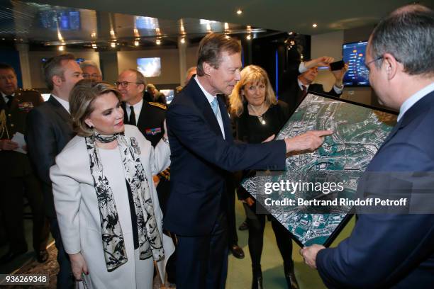 Grand-Duc Henri and Grande-Duchesse Maria Teresa of Luxembourg, Head of the Toulouse Space Center, Genevieve Campan and Deputy Chief Executive...