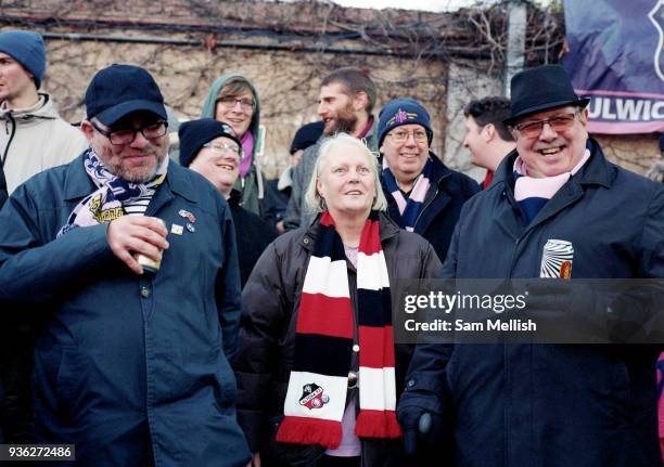 Fans and supporters during the Dulwich Hamlet F.C. Game vs Lowestoft Town F.C. At Champion Hill on 25th October 2017 in South London in the United...