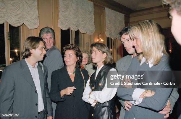 Paris - Bernard Tapie's family at the premiere of the film "Hommes Femmes Mode d'Emploi" in which Bernard Tapie plays. From left to right : Stephane...