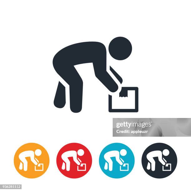 illustrazioni stock, clip art, cartoni animati e icone di tendenza di icona del pacchetto di ricezione persona - inarcare la schiena