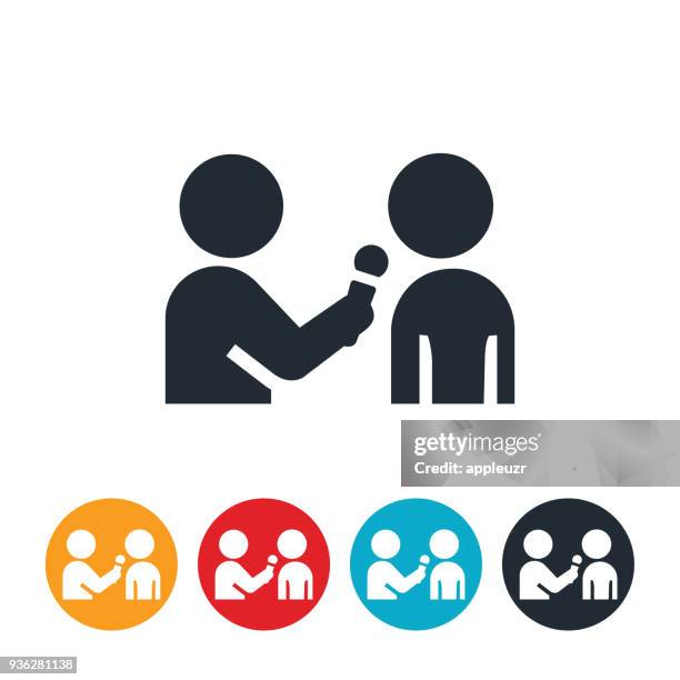 stockillustraties, clipart, cartoons en iconen met interview mediapictogram - interview