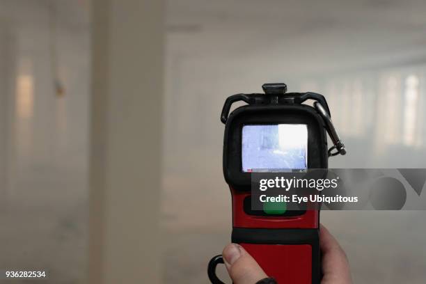 England, Kent, Sevenoaks, Fire and Rescue team on training exercise, thermal imaging camera.