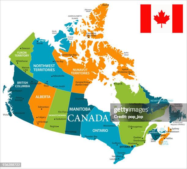 karte von kanada - vektor - mississauga stock-grafiken, -clipart, -cartoons und -symbole