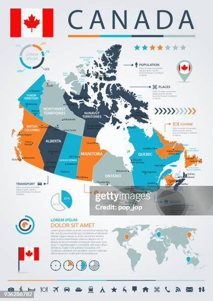 stockillustraties, clipart, cartoons en iconen met 12 - canada - blauw-oranje infographic 10 - mississauga