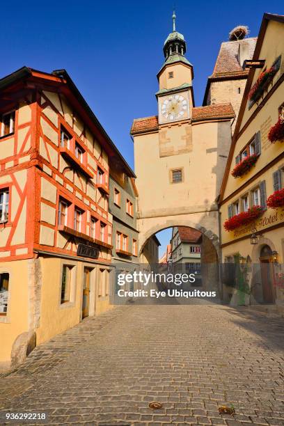 Germany, Bavaria, Rothenburg ob der Tauber, Marks Tower and Roeder Arch.