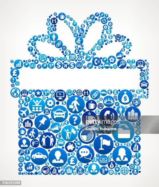 gift box business and finance blue icon pattern - round conference table stock illustrations