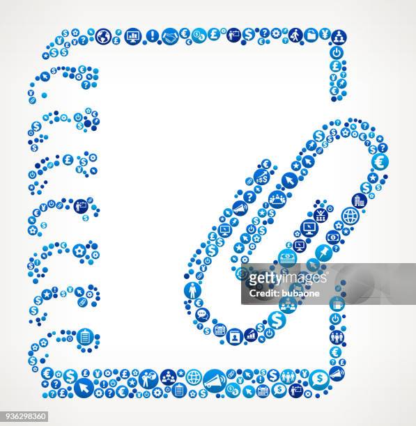 stockillustraties, clipart, cartoons en iconen met ring van de binder en paperclip business and finance blauwe pictogram patroon - ring binder