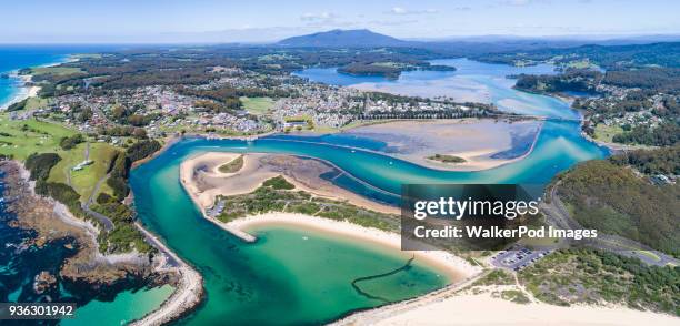 australia, new south wales, narooma, harbour and lagoon - urban sprawl forest stock pictures, royalty-free photos & images