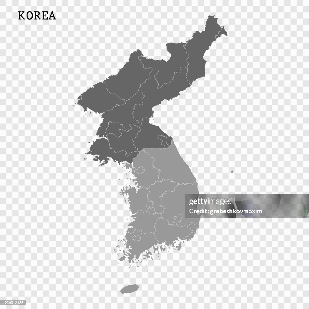North and South Korea vector map
