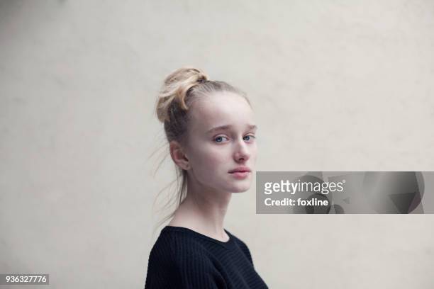portrait of a teenage girl - cute 15 year old girls stock pictures, royalty-free photos & images