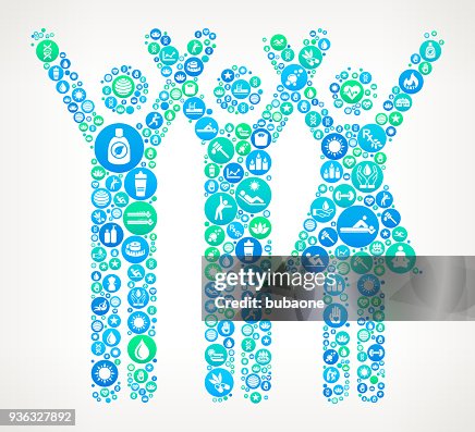 三人提高手水療和健康向量圖示模式 三人提高手水療和健康向量圖示模式