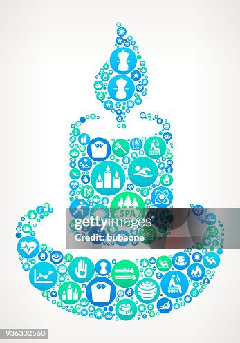 燭光水療和健康向量圖示模式 燭光水療和健康向量圖示模式