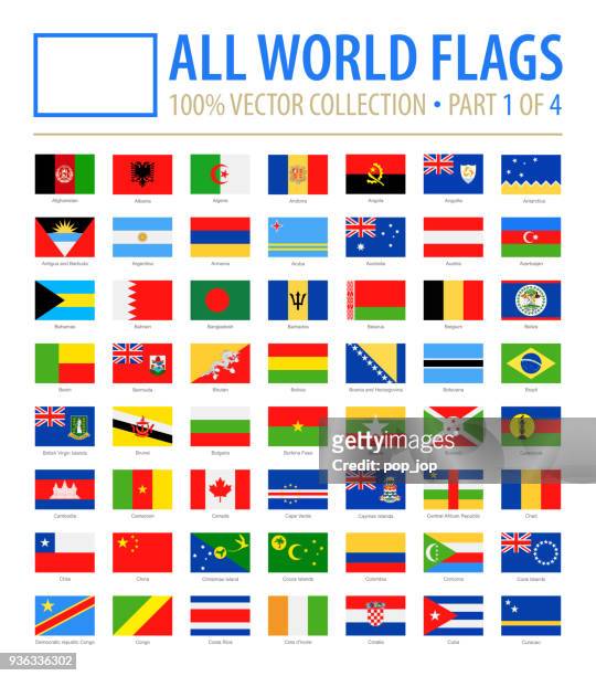 world flags - vector rectangle flat icons - part 1 of 4 - 2018 croatia vs argentina stock illustrations