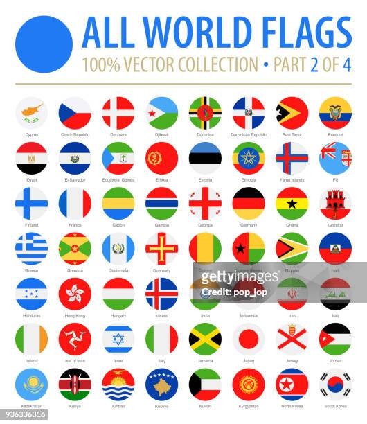 world flags - vector round flat icons - part 2 of 4 - national flag stock illustrations