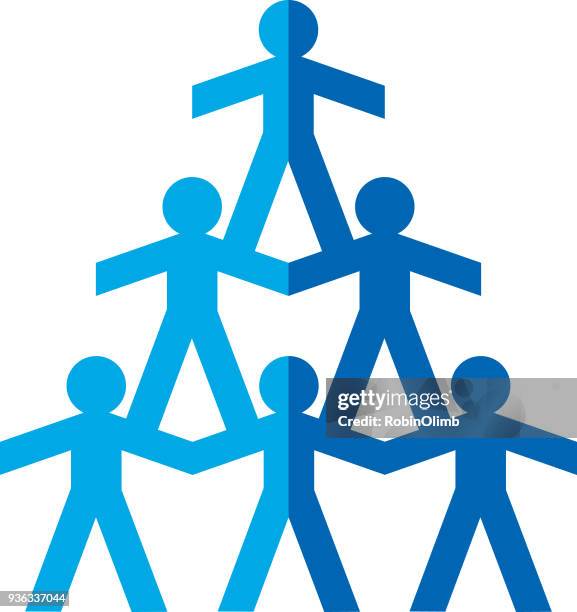 two color people pyramid icon. - paper puppet stock illustrations