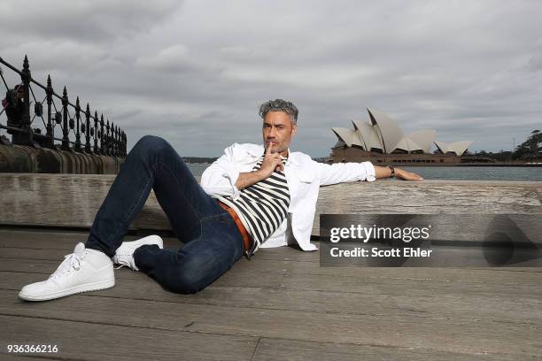 Taika Waititi poses in front of the iconic Sydney Opera House, he is in town to promote his new film Thor: Ragnarok.