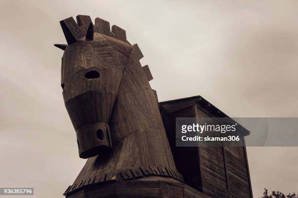 wooden trojan horse in troy - trojan horse 個照片及圖片檔