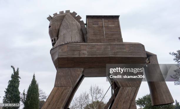 wooden trojan horse in troy - trojan horse 個照片及圖片檔