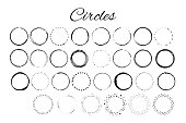 Handdrawn logo elements with circles. Design your own perfect logo.