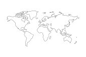 Black outlined World Map