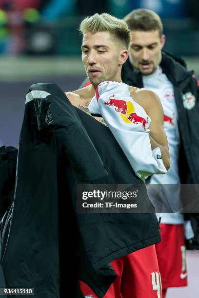 Kevin Kampl of Leipzig looks on after the Bundesliga match between RB Leipzig and FC Bayern Muenchen at Red Bull Arena on March 18, 2018 in Leipzig,...