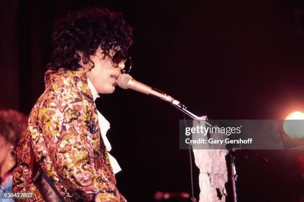 American musician Prince performing at the Ritz club in the East Village neighbourhood of New York City, during his 'Dirty Mind' tour, 22nd March...