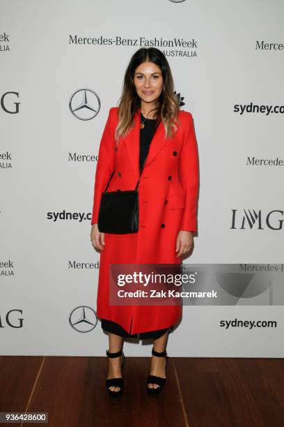 Camilla Freeman-Topper attends the MBFWA Resort 19 Red Carpet Launch on March 21, 2018 in Sydney, Australia.