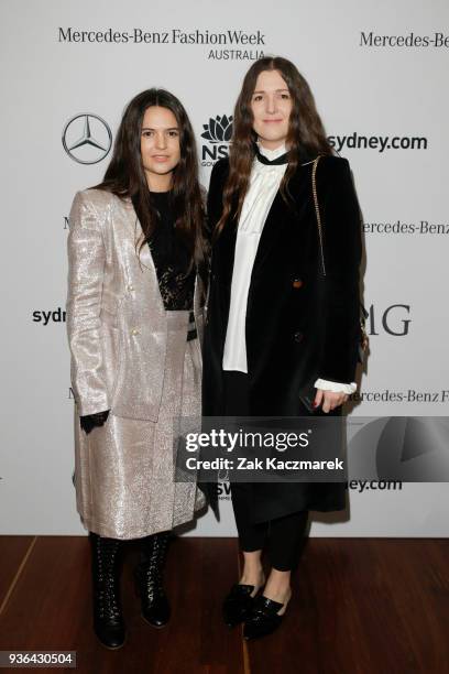 Tess MacGraw and Beth MacGraw attend the MBFWA Resort 19 Red Carpet Launch on March 21, 2018 in Sydney, Australia.