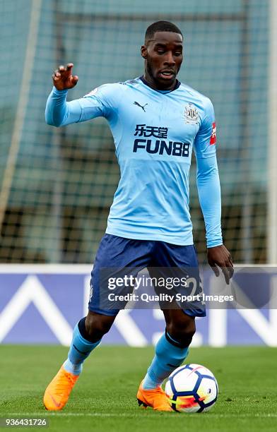 Massadio Haidara of Newcastle controls the ball during the friendly match between Newcastle United and Royal Antwerp FC at Pinatar Arena on March 18,...