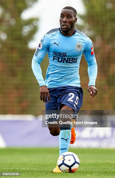 Massadio Haidara of Newcastle controls the ball during the friendly match between Newcastle United and Royal Antwerp FC at Pinatar Arena on March 18,...