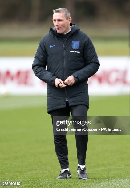 England U21 Manager Aidy Boothroyd during a training session at St Georges' Park, Burton.