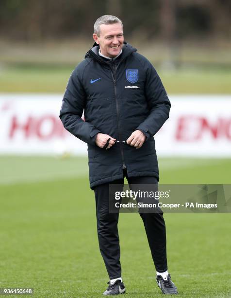 England U21 Manager Aidy Boothroyd during a training session at St Georges' Park, Burton.