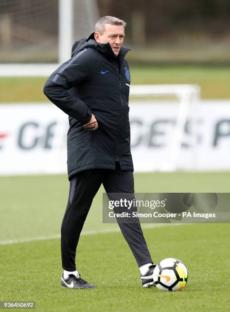 England U21 Manager Aidy Boothroyd during a training session at St Georges' Park, Burton.