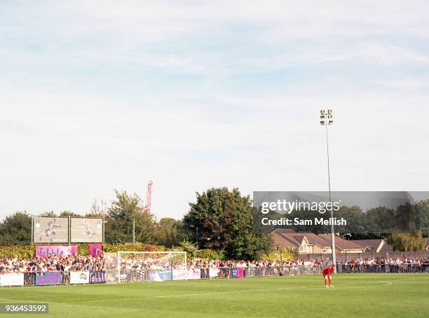 Crowds watch Dulwich Hamlet FC Vs Tooting & Mitcham United FC during the 'South London Derby' on August bank holiday Monday on 28th August 2017 in...