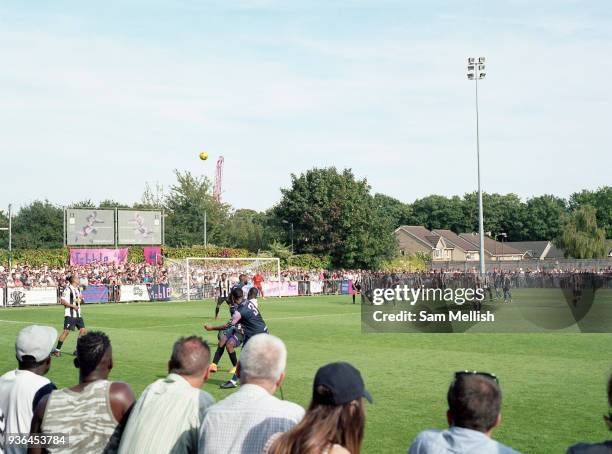 Crowds watch Dulwich Hamlet FC Vs Tooting & Mitcham United FC during the 'South London Derby' on August bank holiday Monday on 28th August 2017 in...