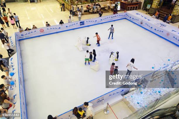 Ho Chi Minh city. District 1. Shopping mall. Inside ice skating ring. Vietnam.
