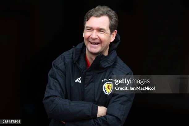 Scotland assistant manager Peter Grant is seen at a training session ahead of the International friendly match between Scotland and Costa Rica at...