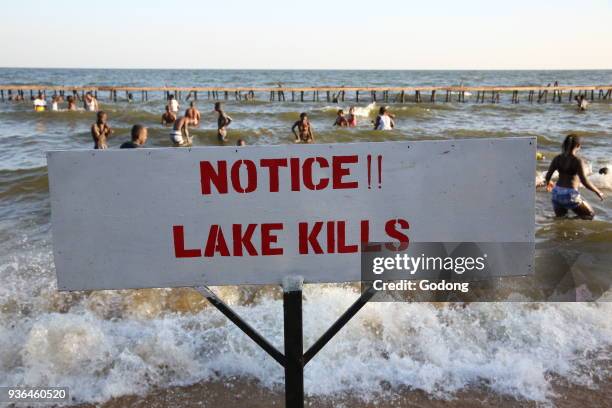 Warning notice on an Entebbe beach. Uganda.